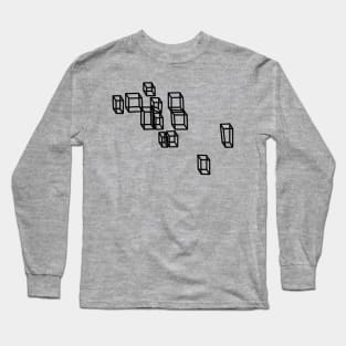 Black Floating Boxes Graphic Long Sleeve T-Shirt